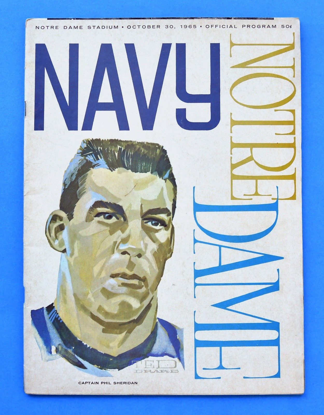 1965 Notre Dame Fighting Irish Football Program vs Navy Midshipmen. Alan Page.