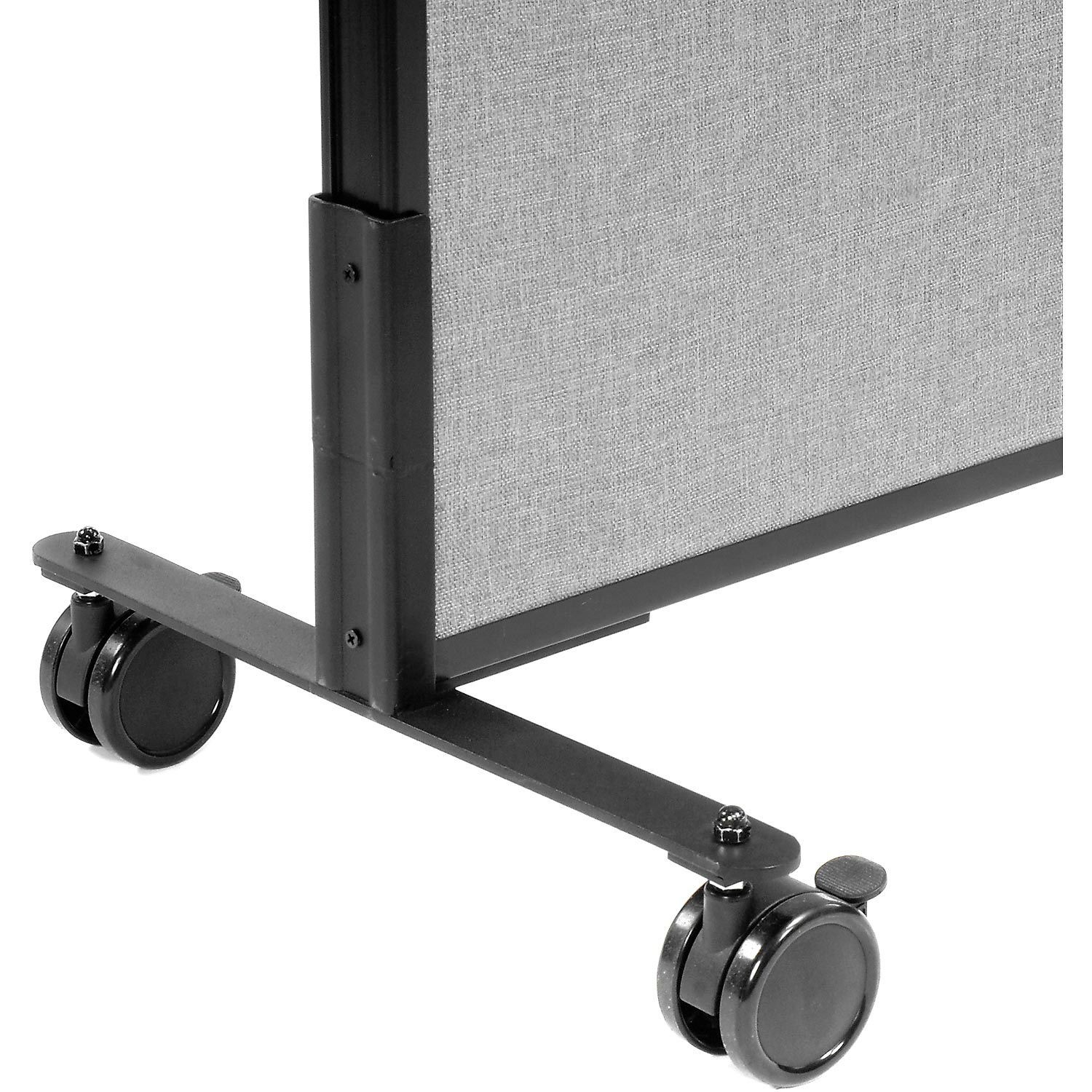 48-1/4"W x 63"H Mobile Office Partition Panel with Partial Window Gray