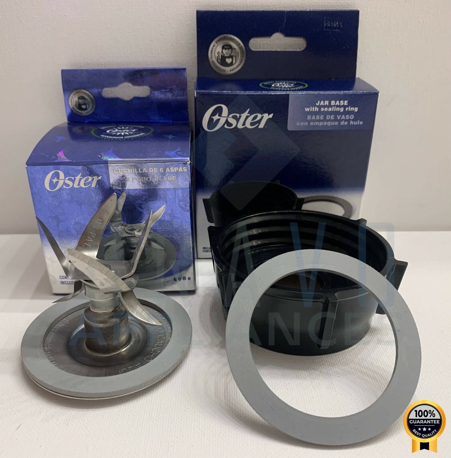 Genuine Oster Blender 6 Point Fusion Blade 4980 & Bottom Jar Base Cap 4902