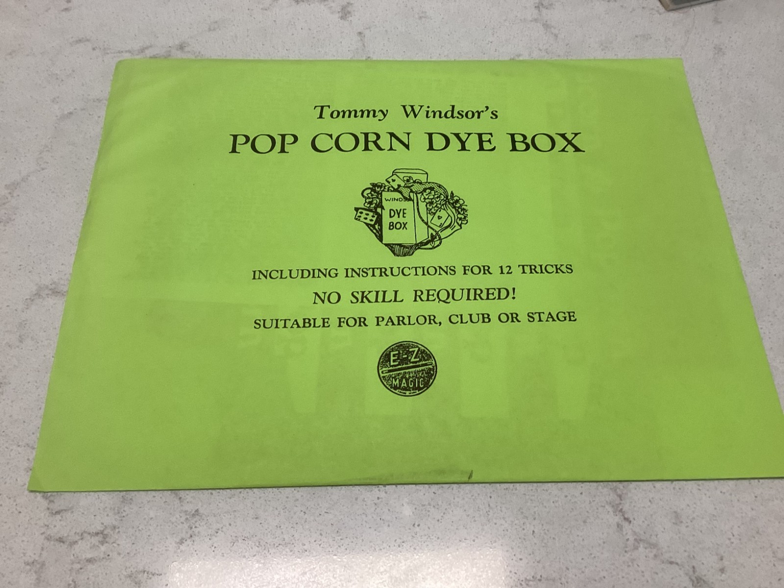 POP CORN DYE BOX by Tommy Windsor w/Instructions for 12 tricks