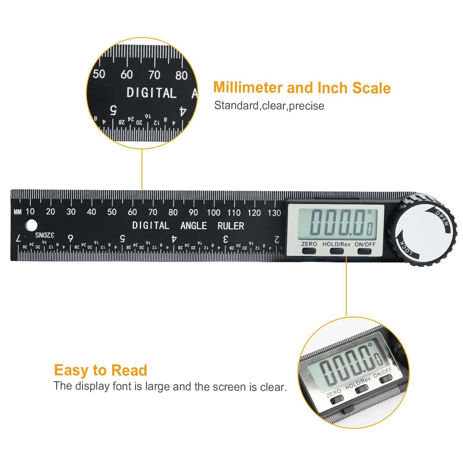 Third Generation Protractor Angle Finder, Digital Ruler with...