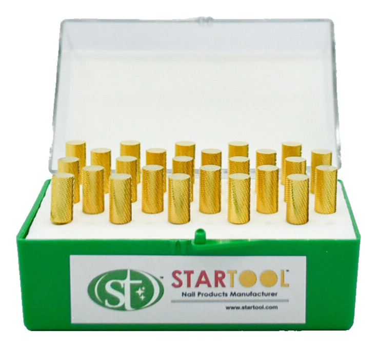Startool Acrylic Nail Drill 3/32" STXF Extra Fine Gold *25 Pcs New In Box*