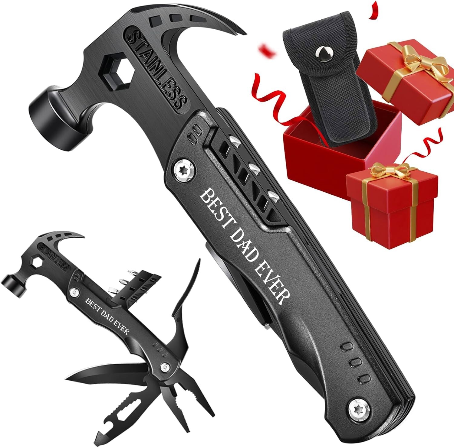 BEST DAD EVER All in One Survival Tools Hammer Multitool Camping Hunting Knife