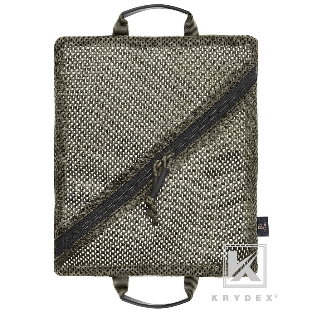 KRYDEX 2pcs Tactical Mesh Pouch Set Modular Storage Organizer Pockets Green BK
