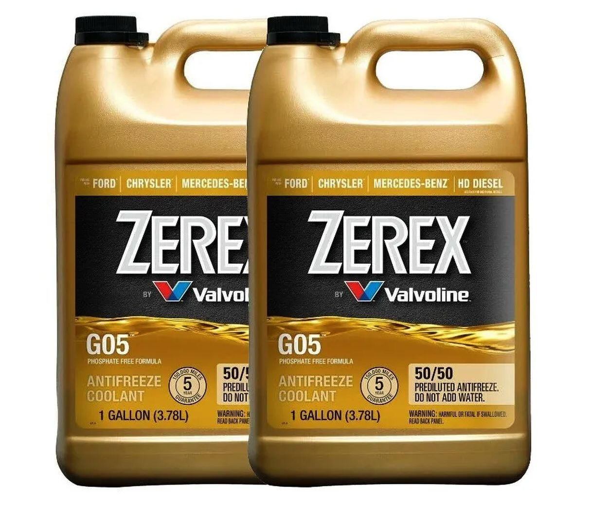 x2 GALLON PACK ZEREX YELLOW Coolant Fluid Antifreeze For ACURA HONDA MAZDA SAAB