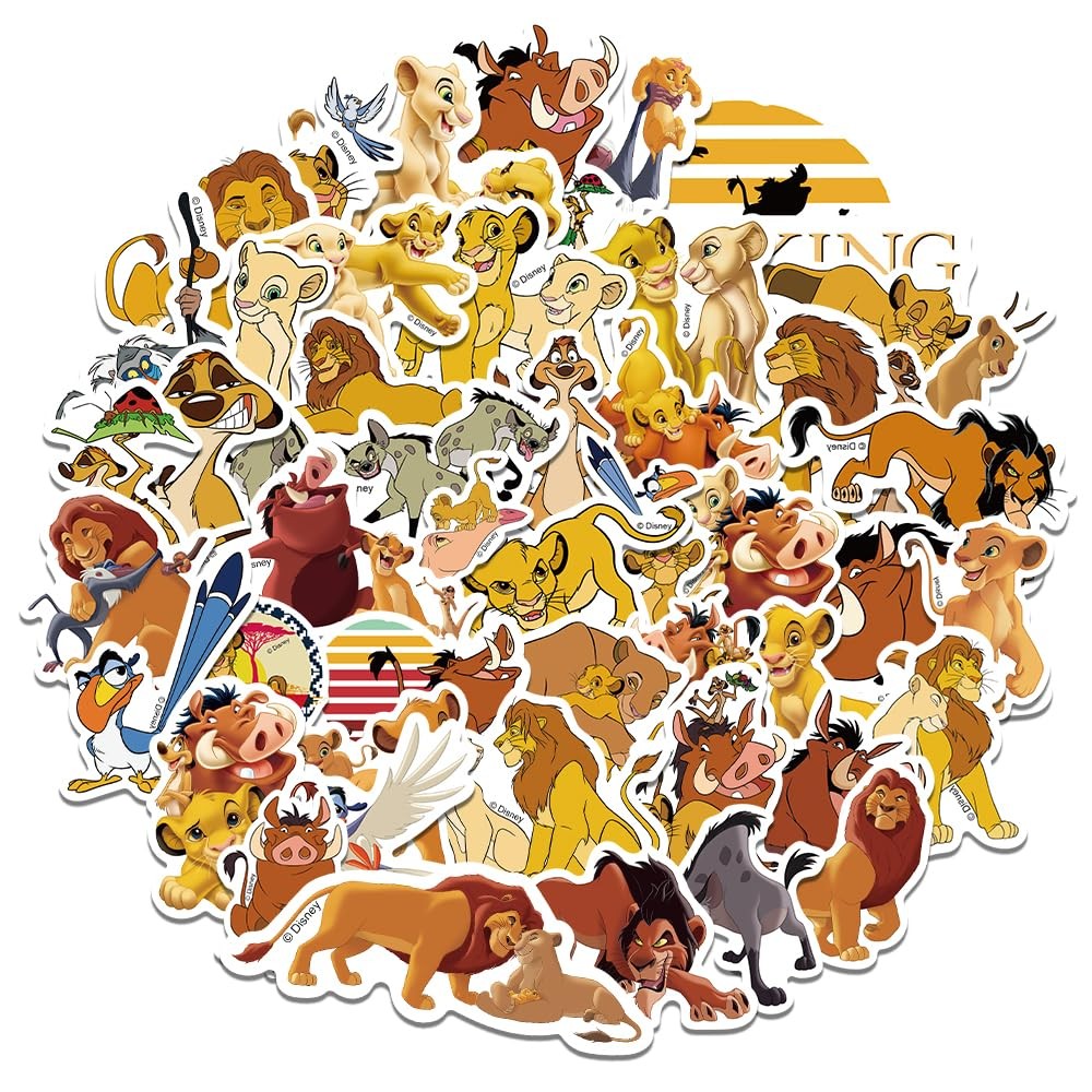 50pcs The Lion Cartoon King Stickers for Kids,Vinyl Waterproof Decal