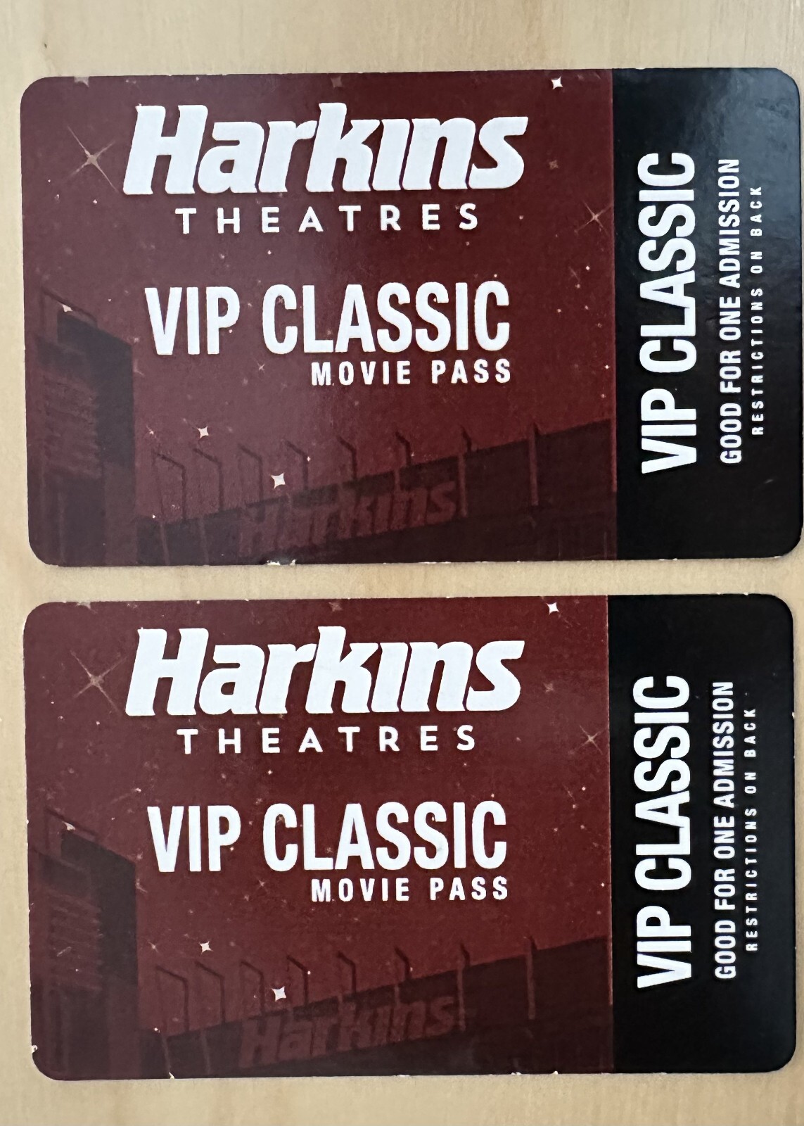 Harkins Theatres VIP Classic Movie Pass Qty: 2