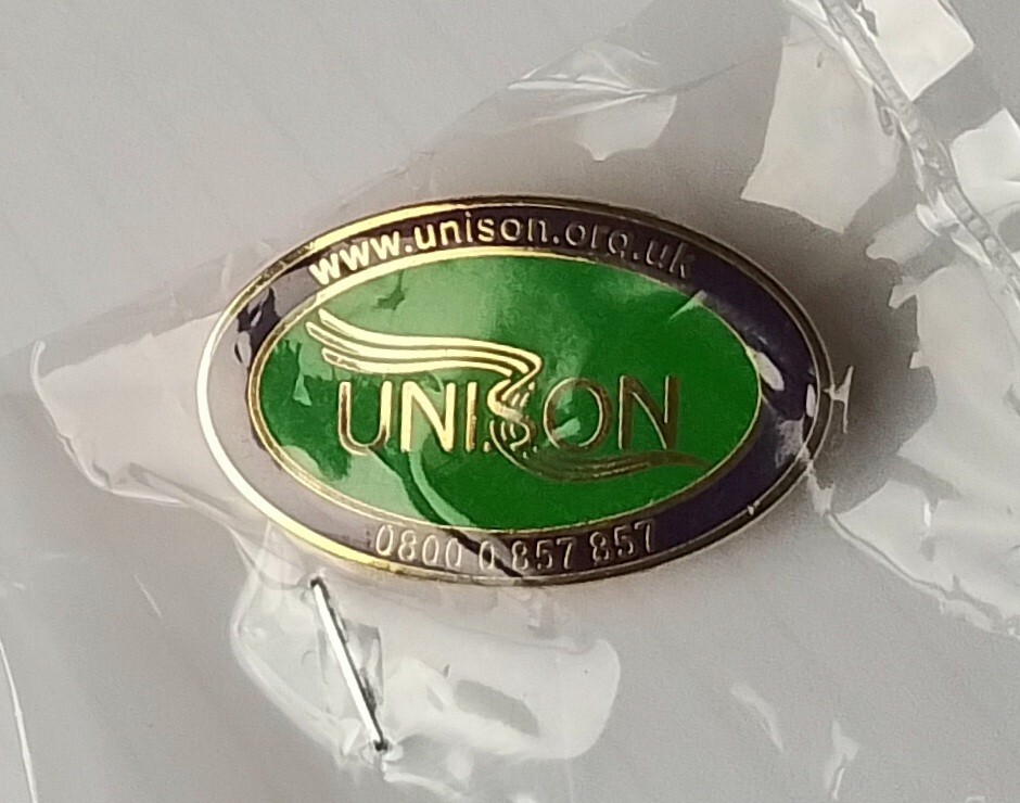 UNISON LAPEL BADGE Trade Union Pin Health Care Local Governmrnt Public Sector
