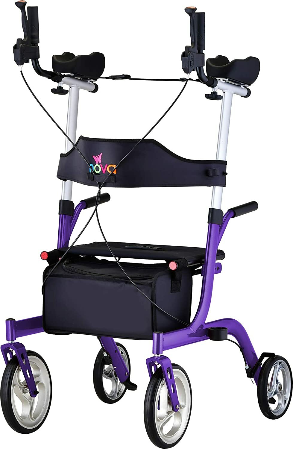 NOVA Phoenix Rise UP Rollator, Upright Walker w/Padded Forearm, Purp - OPEN BOX!