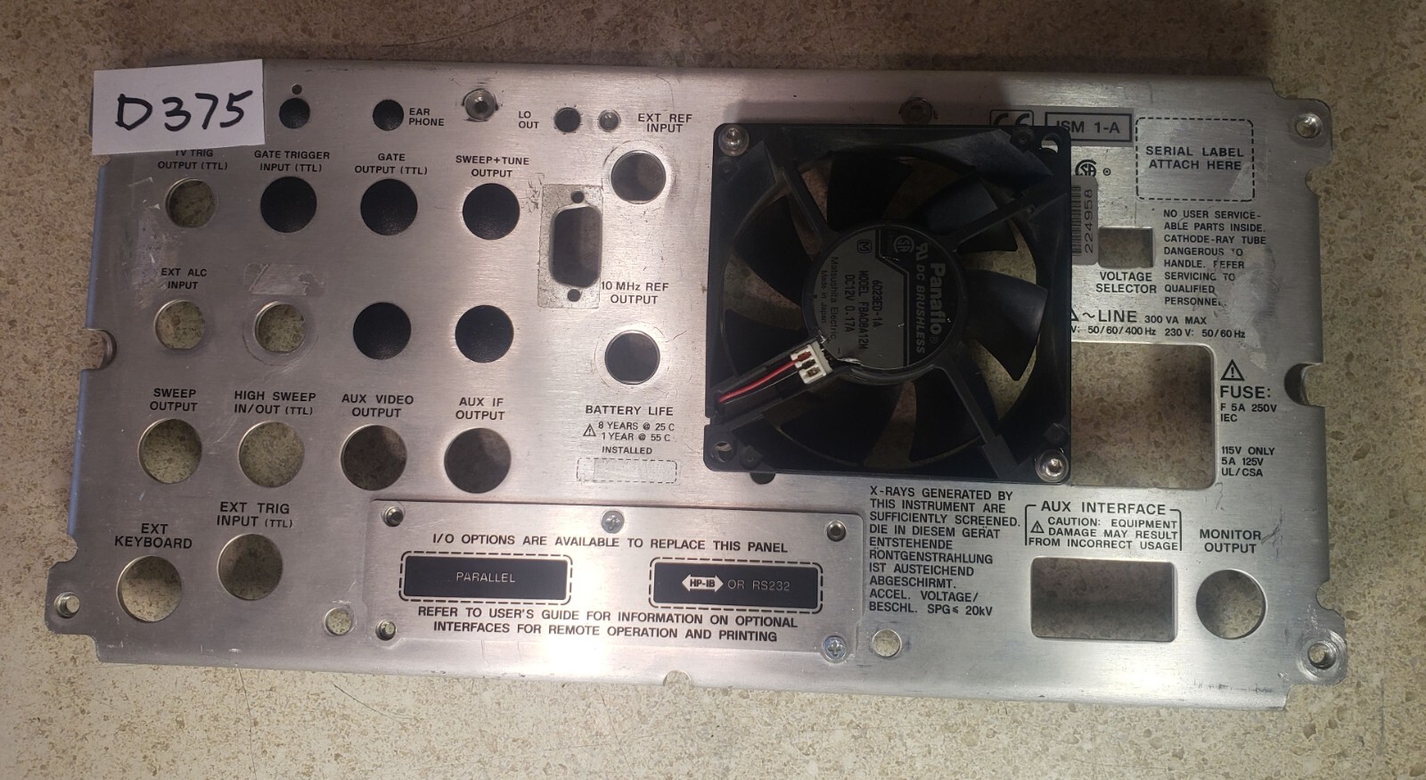 HP Hewlett Packard 08590-00062 8590E Series Dual I/O Rear Frame w/Fan!