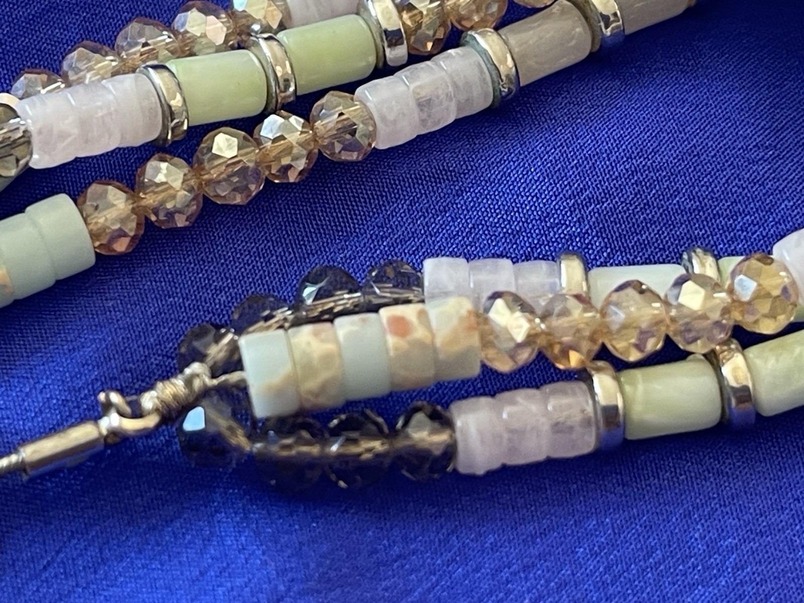3 Strand multicolor Gemstone Beaded Slider Adjustable Bracelet
