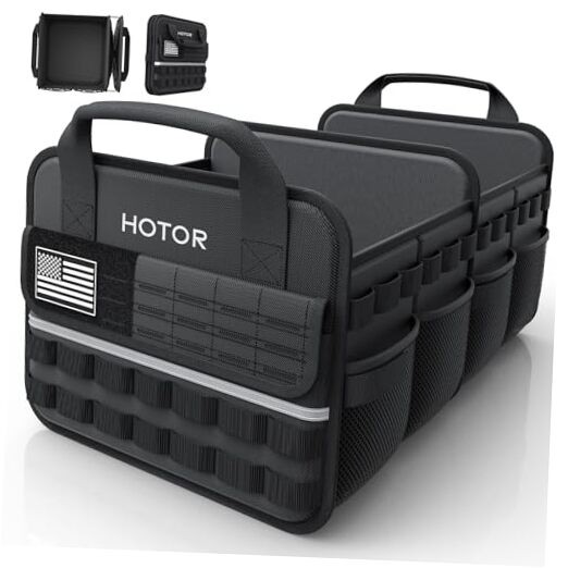 Tactical Car Trunk Organizer - Foldable Trunk Organizer for SUV Medium Black