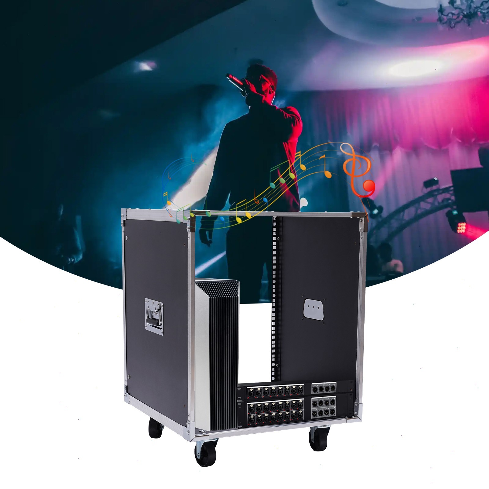 12U Portable Rolling Network Rack Built-in Handles Swivel Caster Wheels