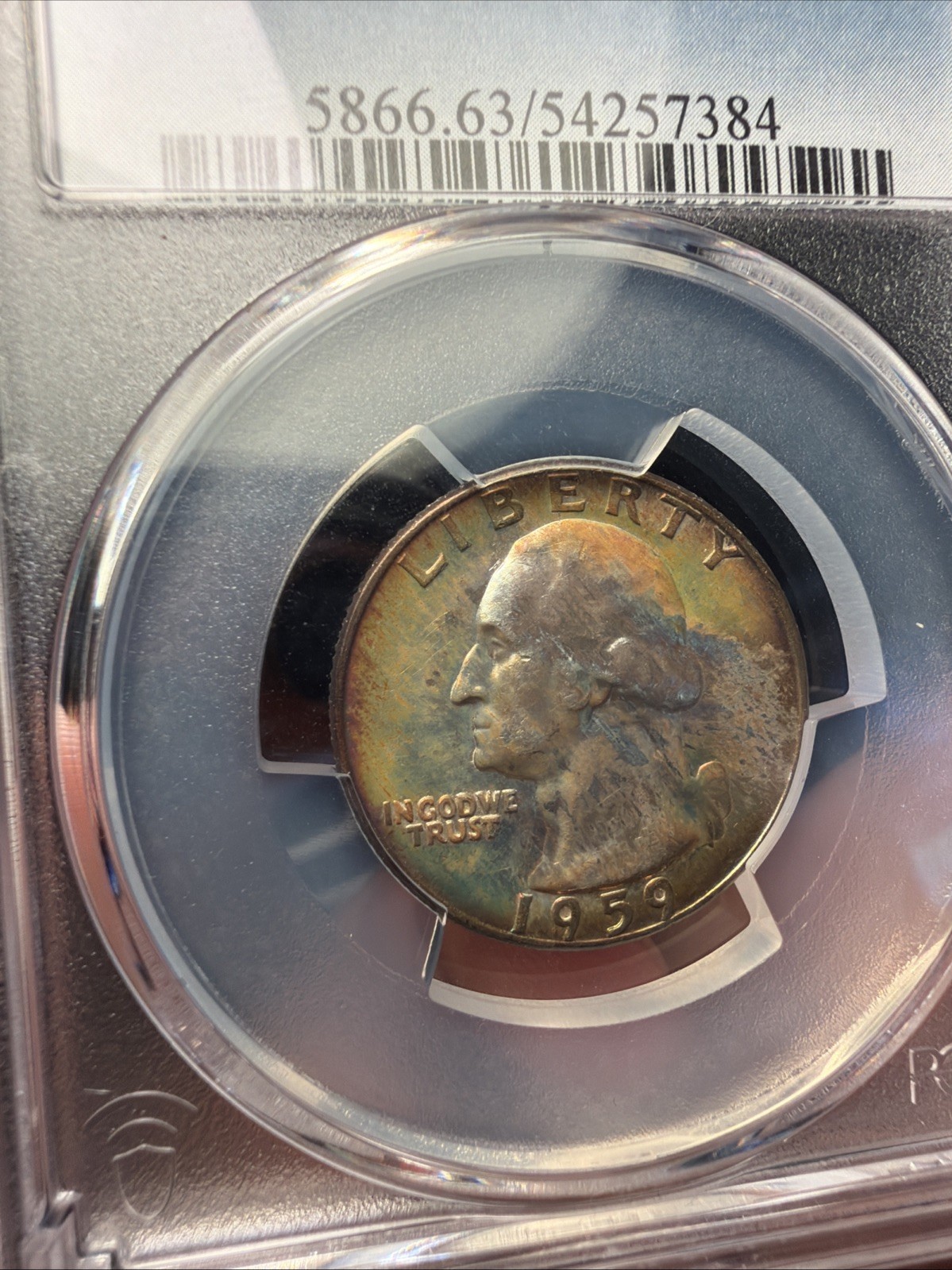 1959 washington quarter Monster Toned  Pcgs