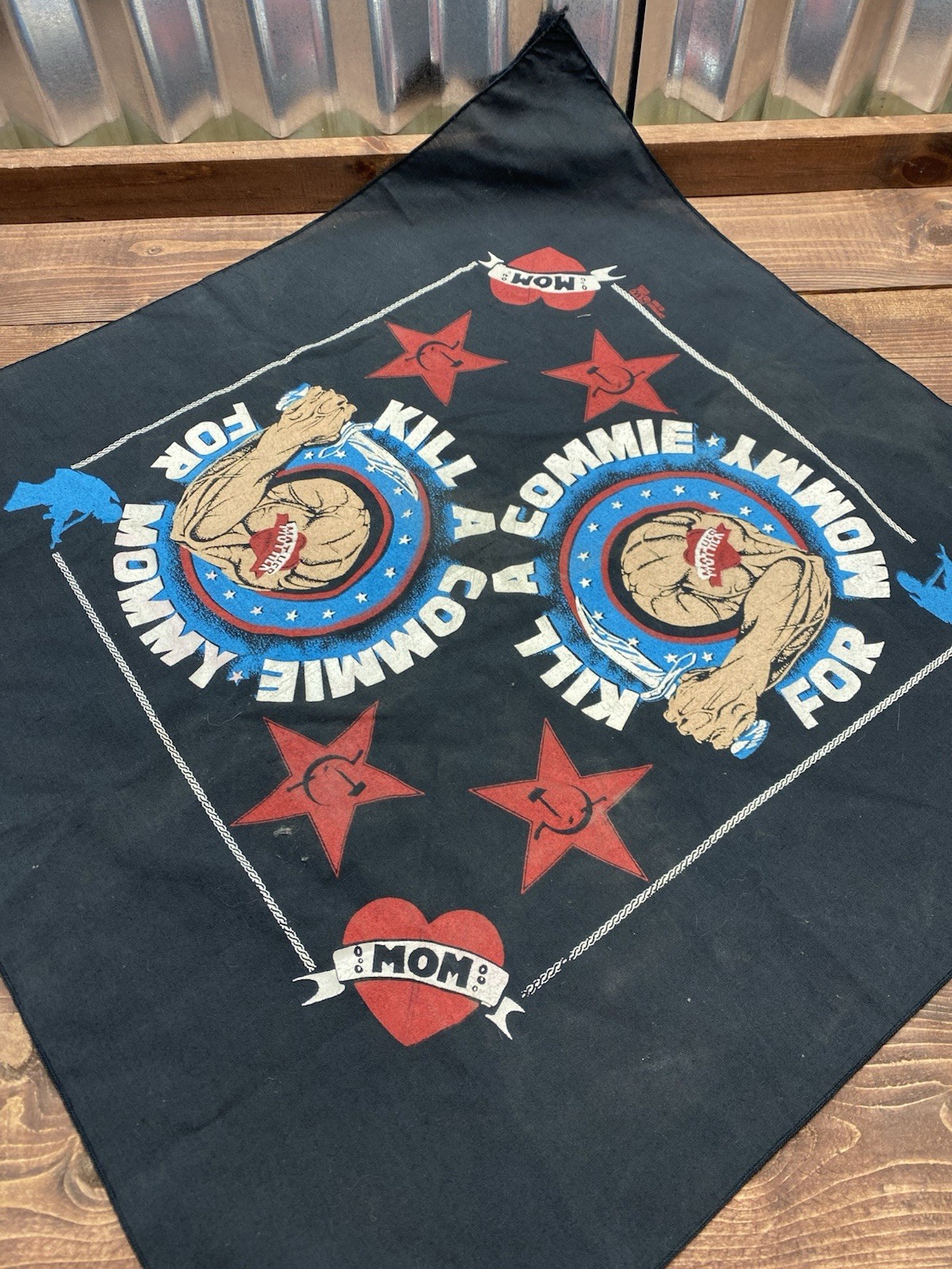 Vintage 1984 Kill A Commie For Mommy Army - Military Bandanna Handkerchief RARE
