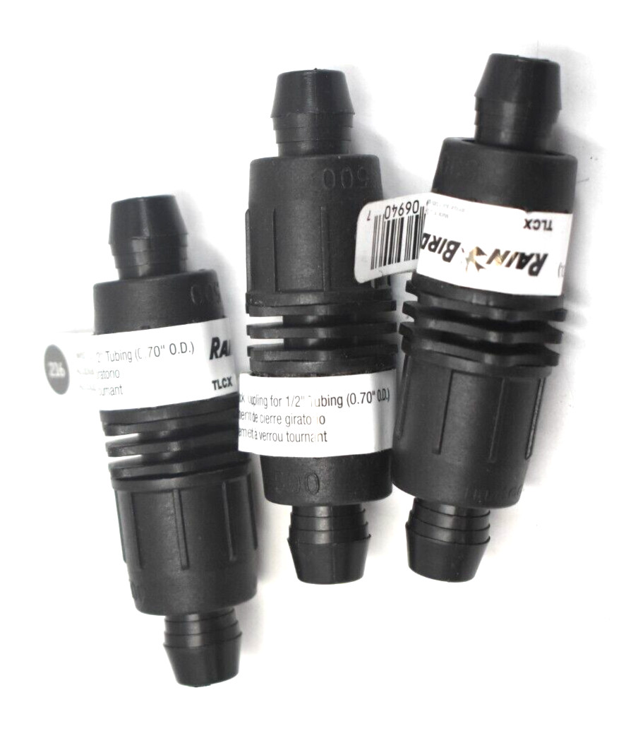 Rain Bird Twist Lock Coupling 1/2" Drip Tubing 216 TLCX Black Twist Lock 3 Pack