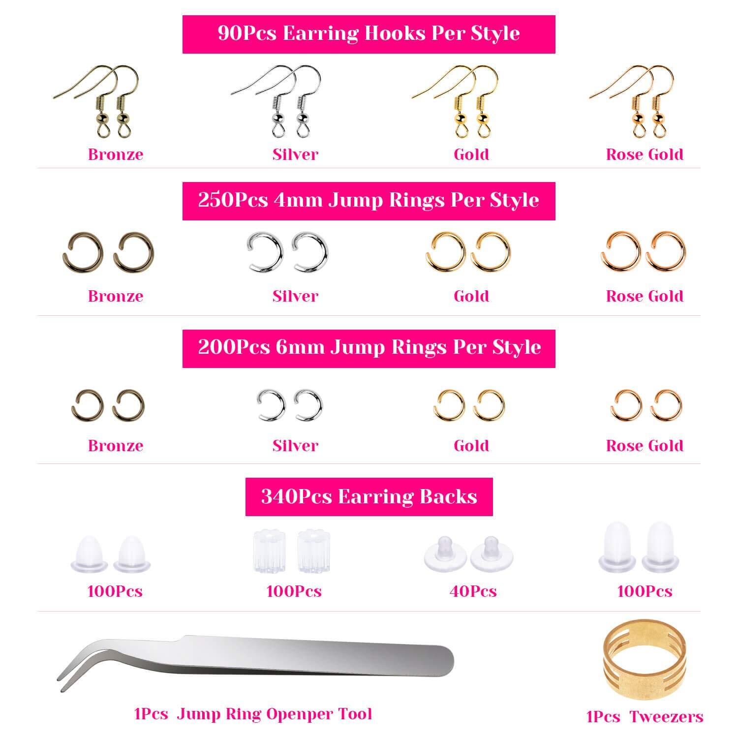 Earring Hooks for Jewelry Making, 2500Pcs Earring Making Supplies kit with Ea...