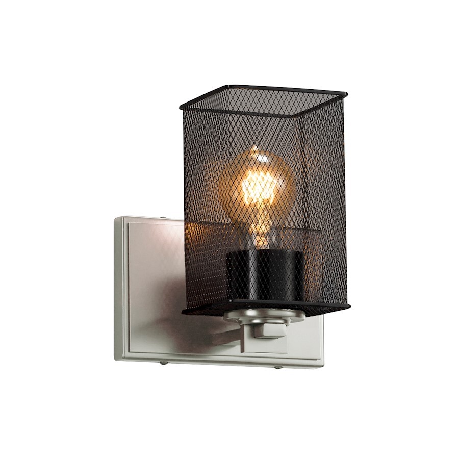 Justice Design Wire Mesh Era 1-Light Sconce, Nickel - MSH-8441-15-NCKL