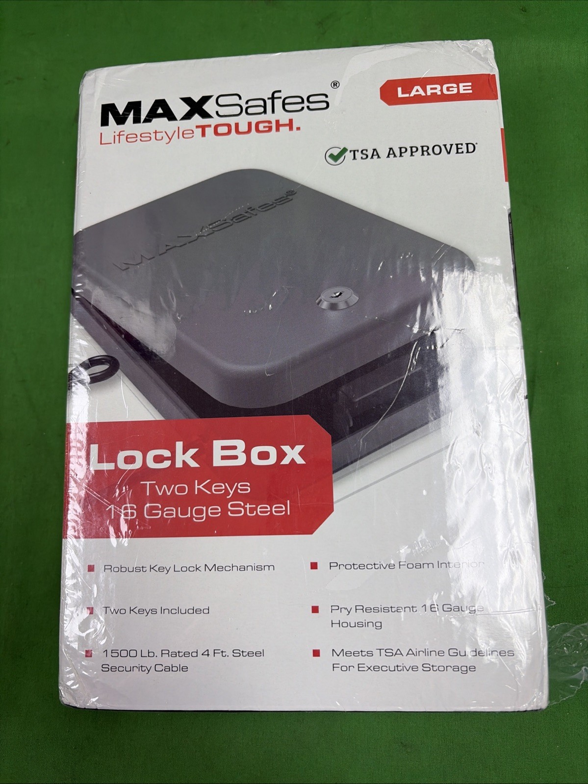 Max Safes LARGE TSA Approved Portable Travel Keyed Lock Box Safe 16 Gauge New E4