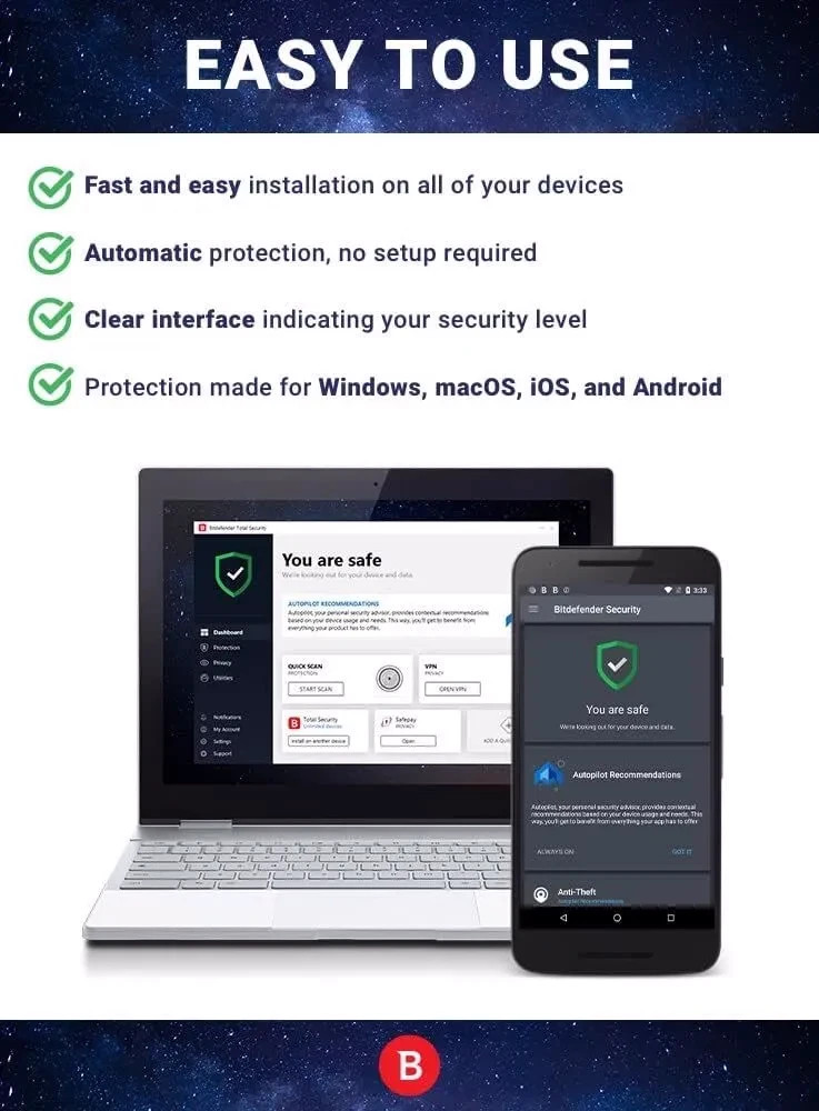 Bitdefender Total Security 2026 - 3 Year 1 Device (Windows,MAC,Android)
