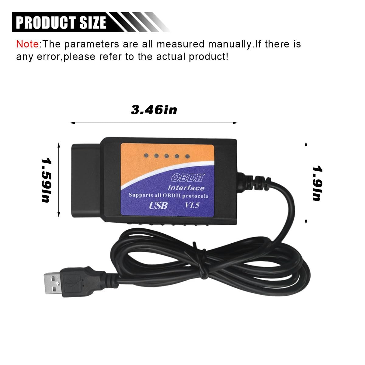 ELM327 OBD2 Scanner Diagnostic Tool USB Adapter Car OBDII Scan Tool Code Reader