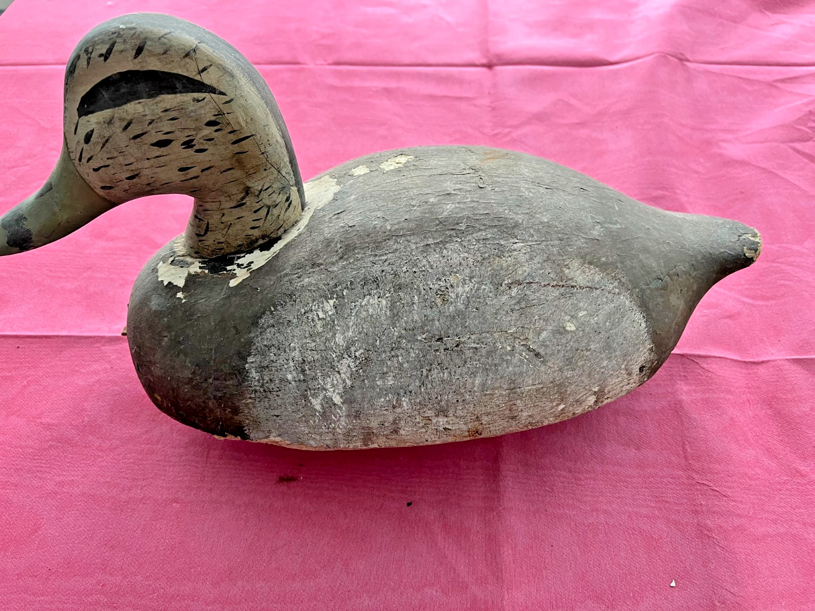 Antique Folk Art  ??? Wood  Drake Duck Decoy MARK  WITH  COMPANY NAME  NO EYES