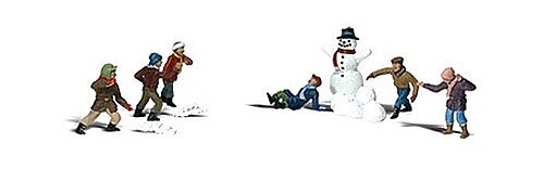 Woodland Snowball Fight - HO Scale Model Railroad Figure - #a1894
