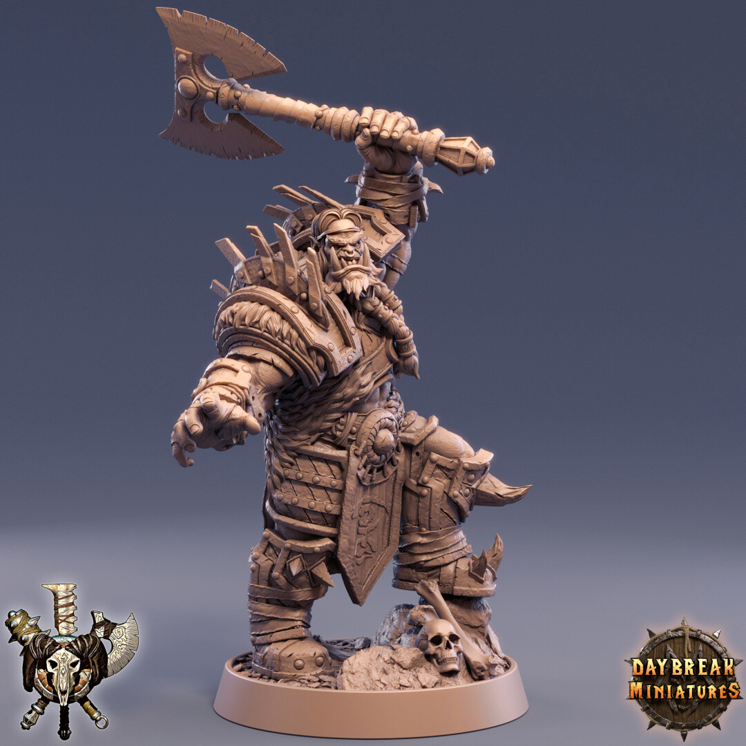 Cutter Cadenza, Tabletop Fantasy RPG DnD Orc Warrior with Axe Miniature