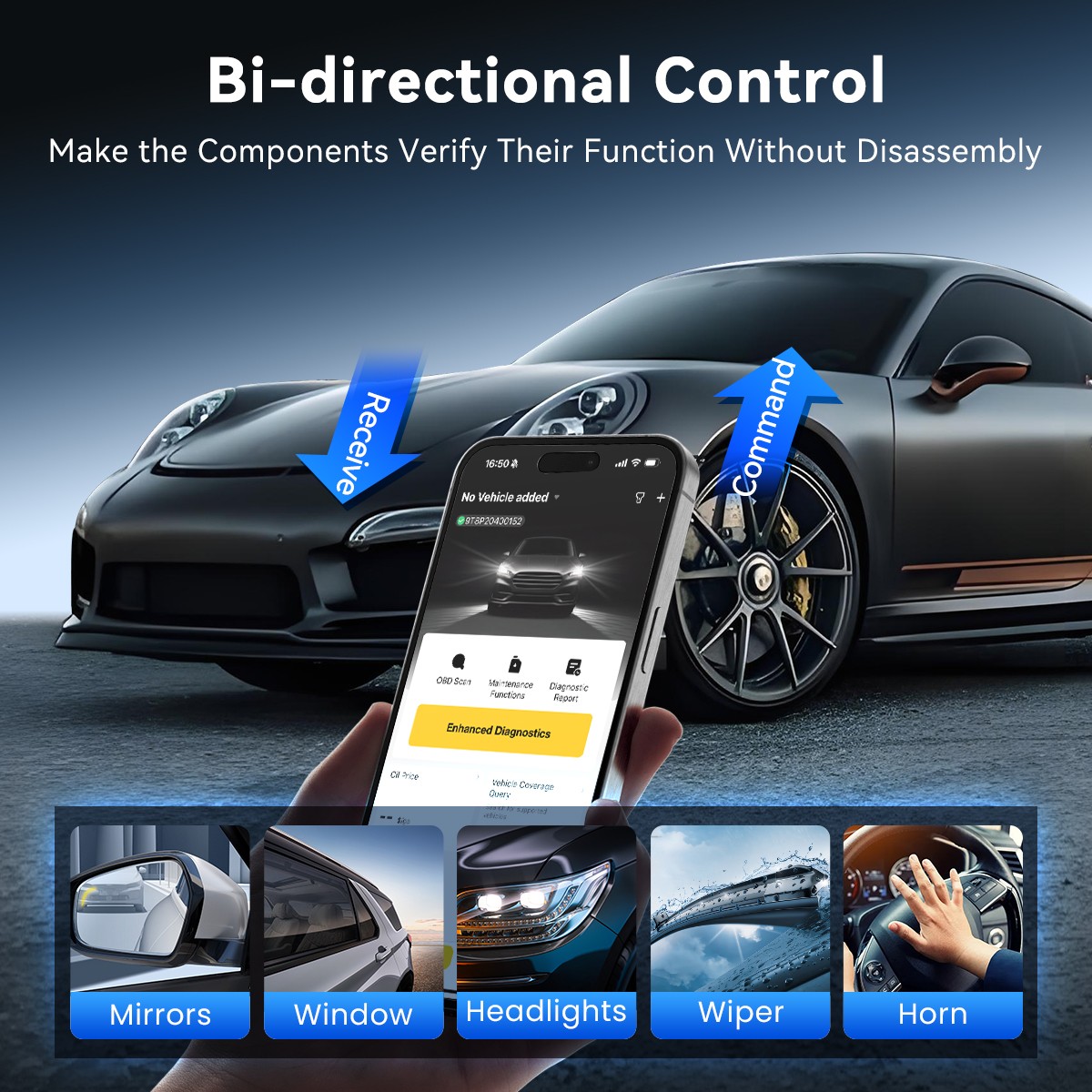 MUCAR BT200 Max OBD2 Scanner CAN FD Bi-Directional Control All System 15 Reset