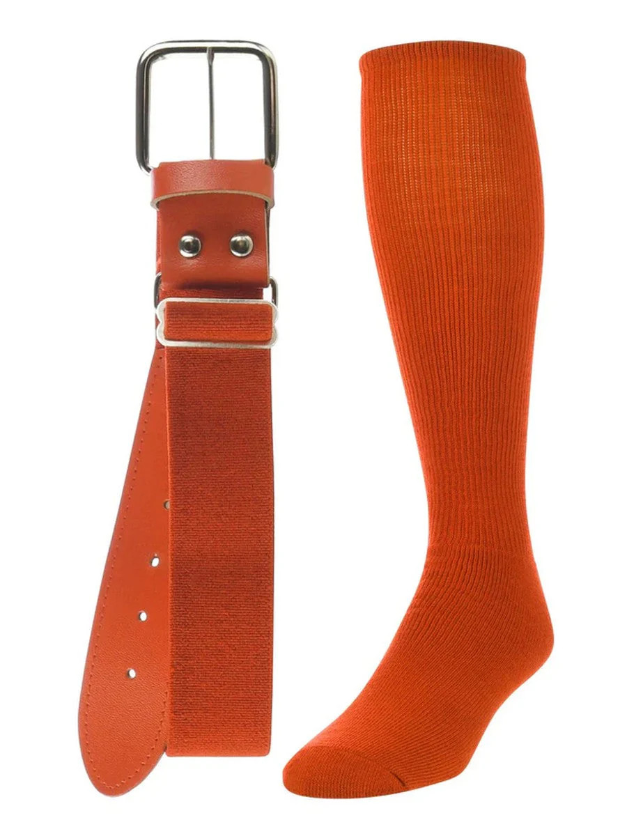 TCK Baseball Sock & Belt Combo ORANGE SM