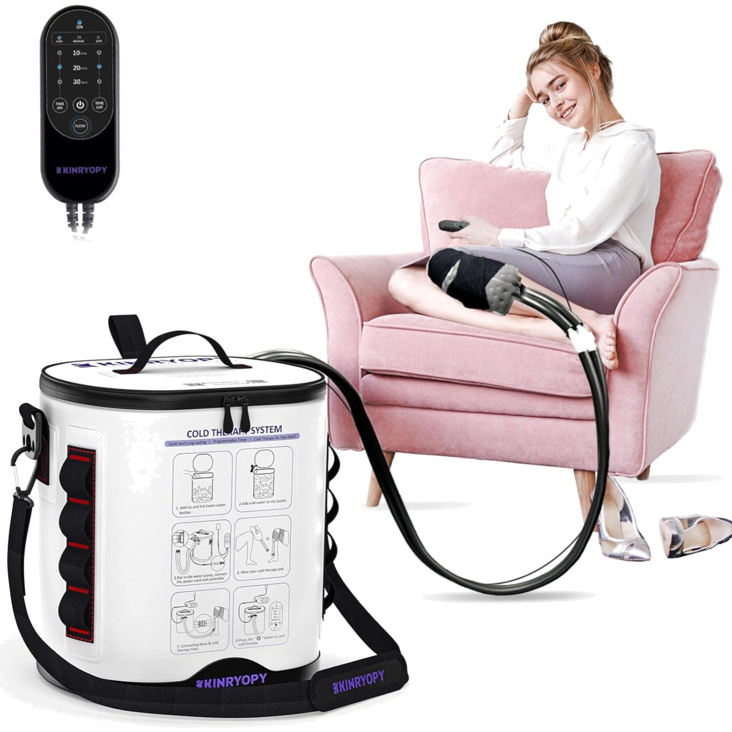 Cryotherapy System for Post-Surgery Recovery with Adjustable Compression Pad