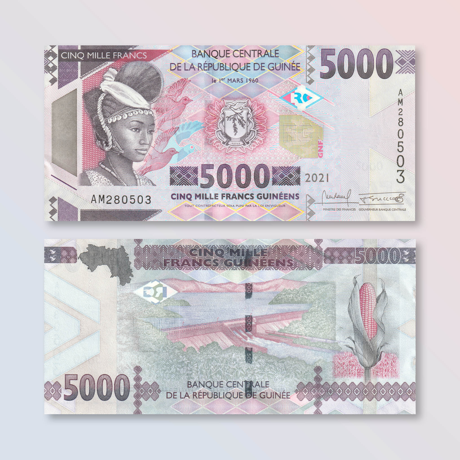 Guinea 5000 Francs, 2021, B340c, P49, UNC