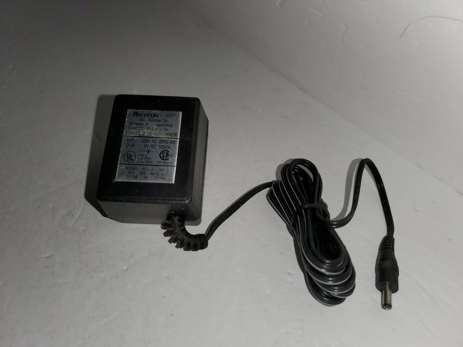 Recoton 6V 100mA AC Power Adapter Cord for DMG-01 The Original Gameboy System