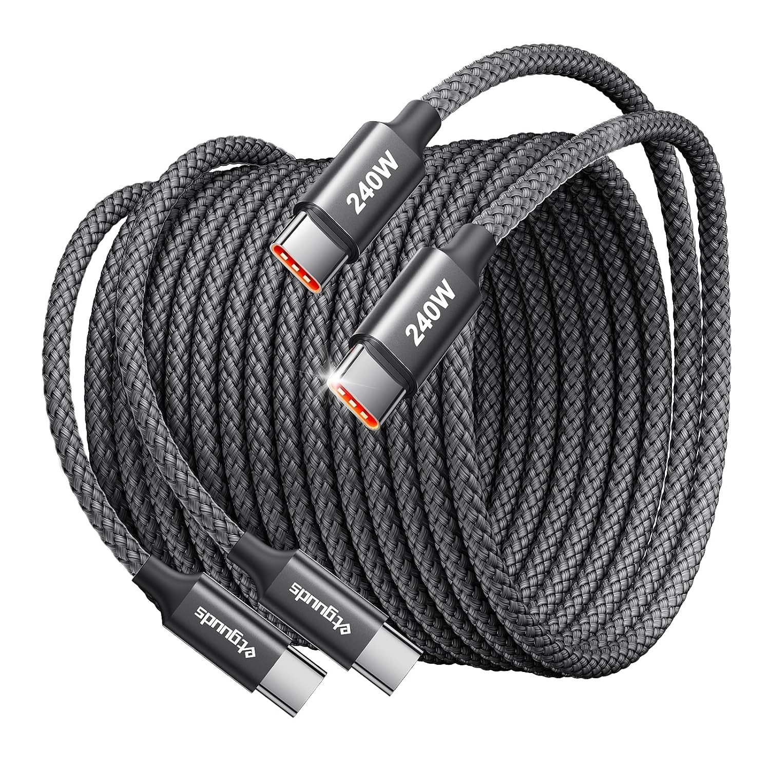 240W USB C to USB C Cable 10ft, 2-Pack C to C Cable Fast Charging, Type C