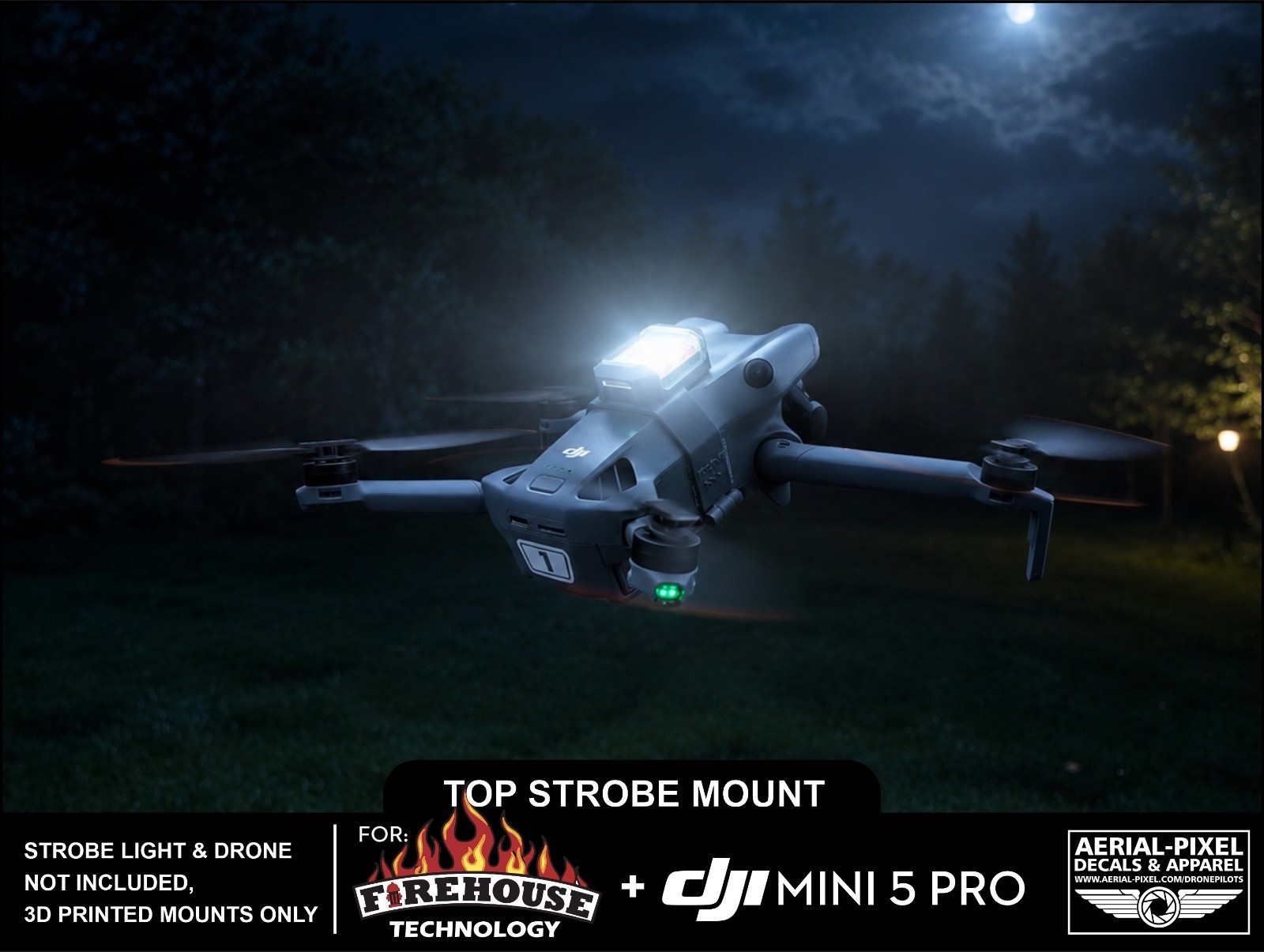 DJI Mini 5 Pro Top Strobe Light Mount for Firehouse Technology ARC V and Micro