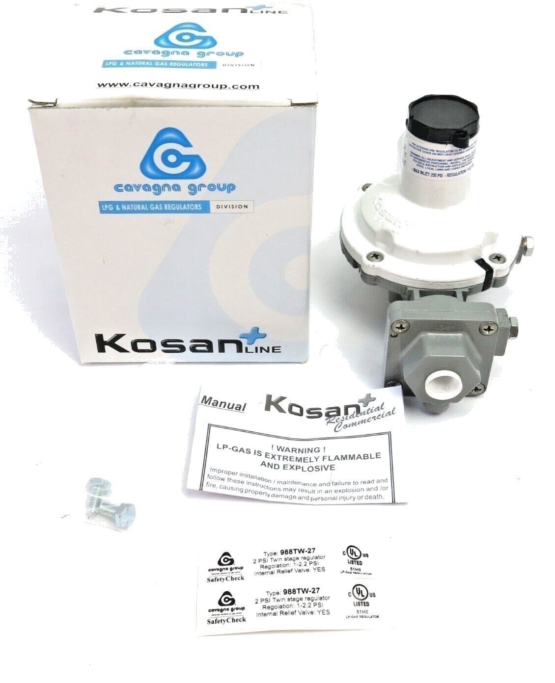 Kosan Twin Stage Regulator 988TW-27 2-PSI 450,000 BTU New