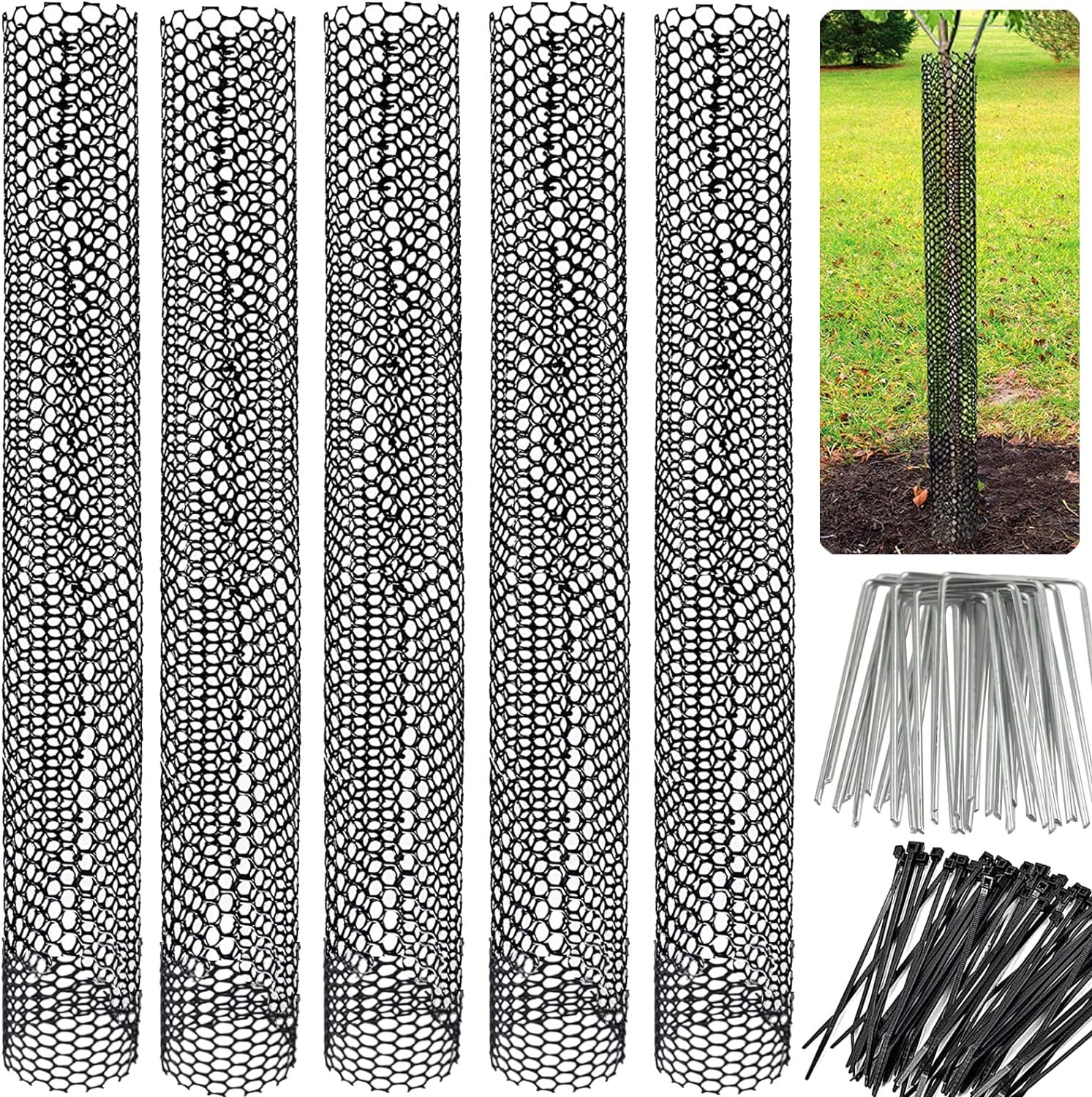 Mesh Tree Trunk Protectors, 6 Pack 40 Inches Tree Bark Protector Guard with Zip