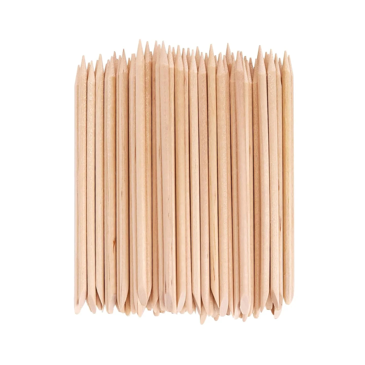 100PCS Orange Wood Nail Sticks, 4.5 Inch Wooden Cuticle Pusher and Remover Set,