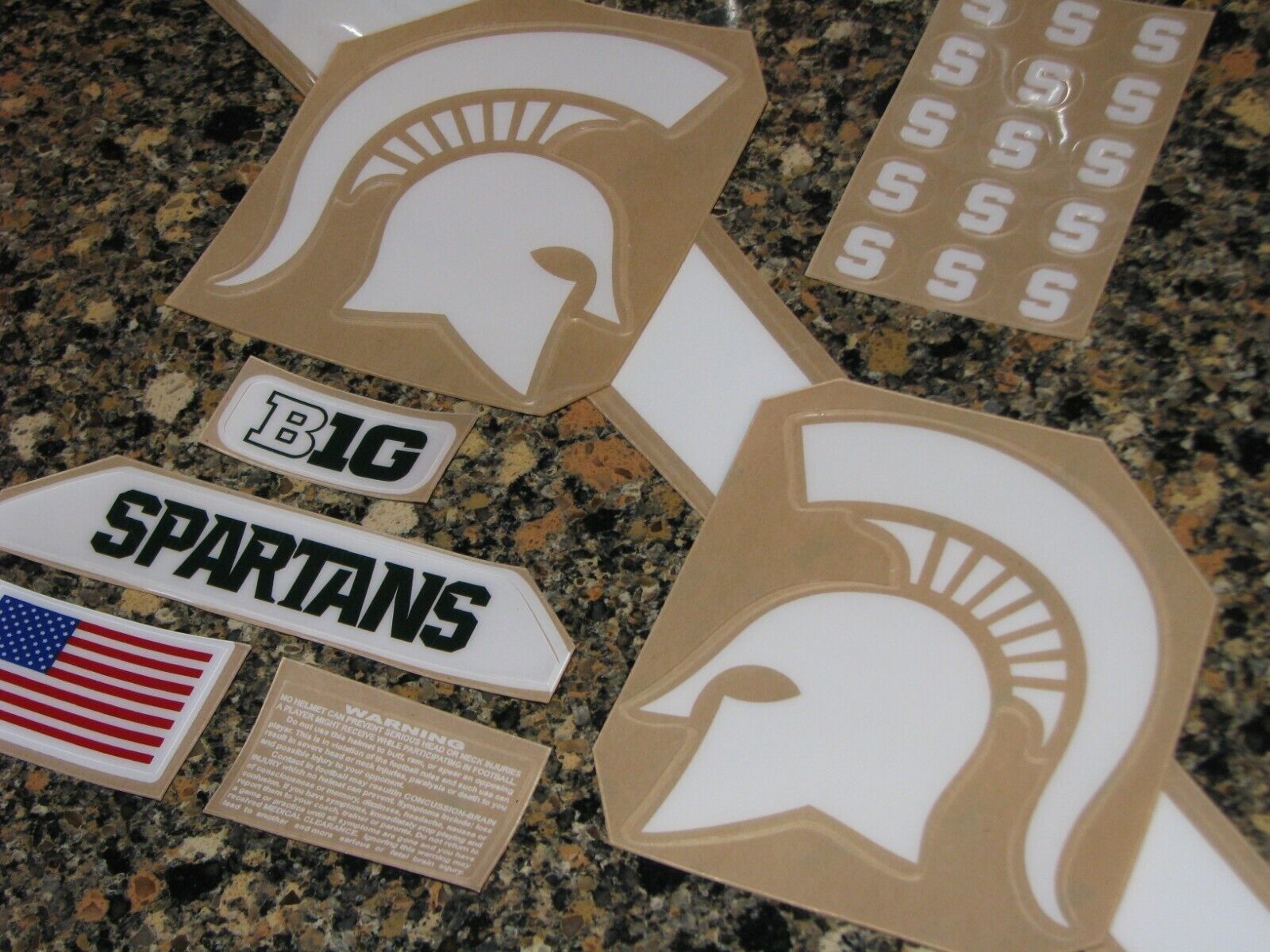 SPARTANS White Football Helmet Decals FULL Size 3M 20MIL - (1) Set