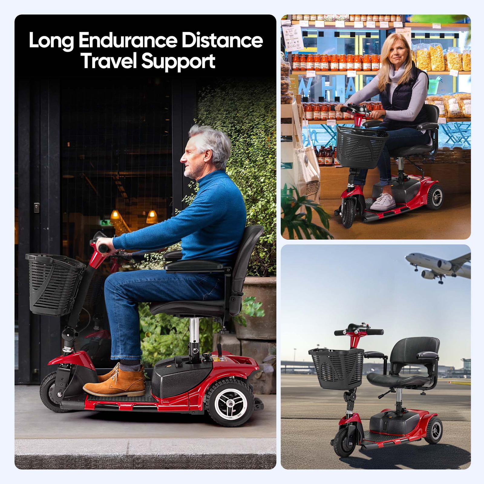 3 Wheel Mobility Scooter Electric Powered Mobile Folding Wheelchair For Adult