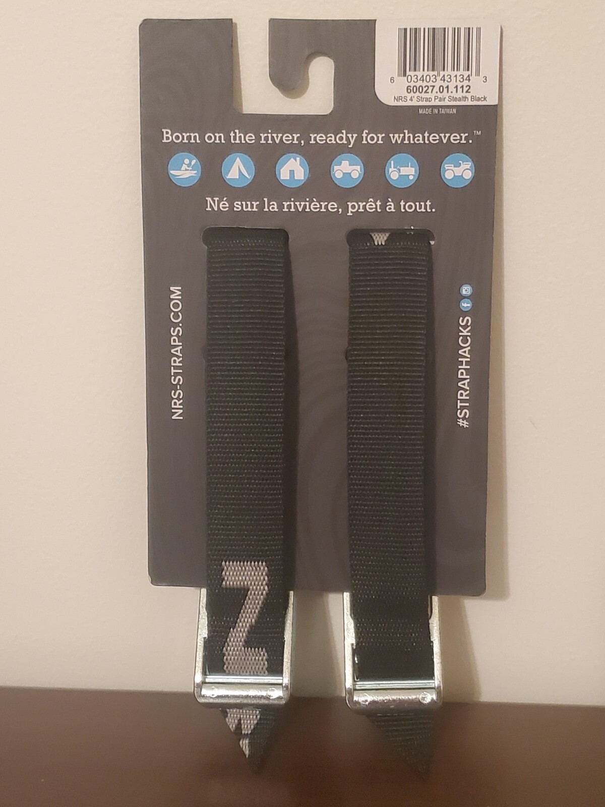 NRS 1" Heavy Duty Tie Down Strap 2 Pack - 4' pair - Stealth Black