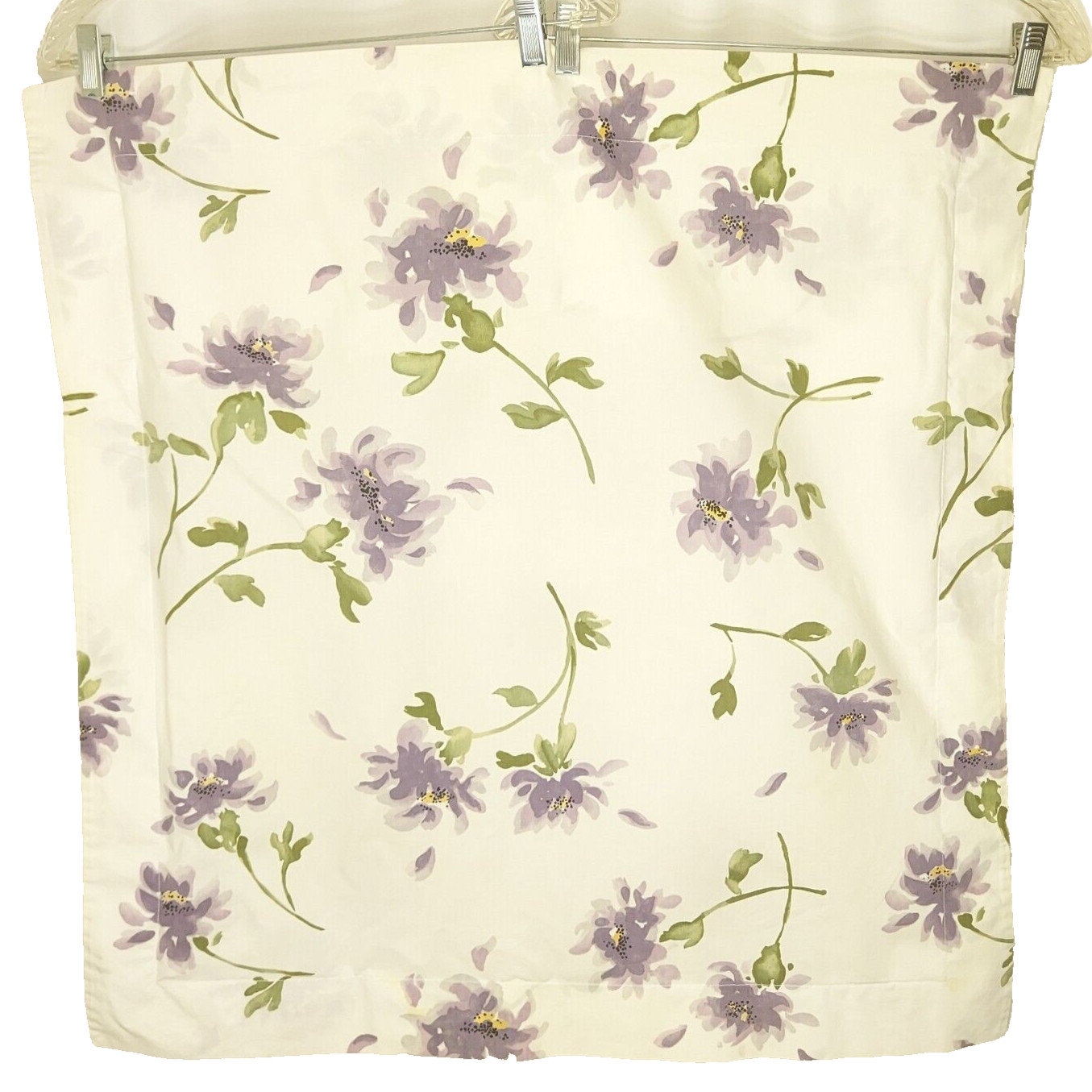 POTTERY BARN Pillow Sham Euro 100% Cotton Purple Watercolor Green White Floral