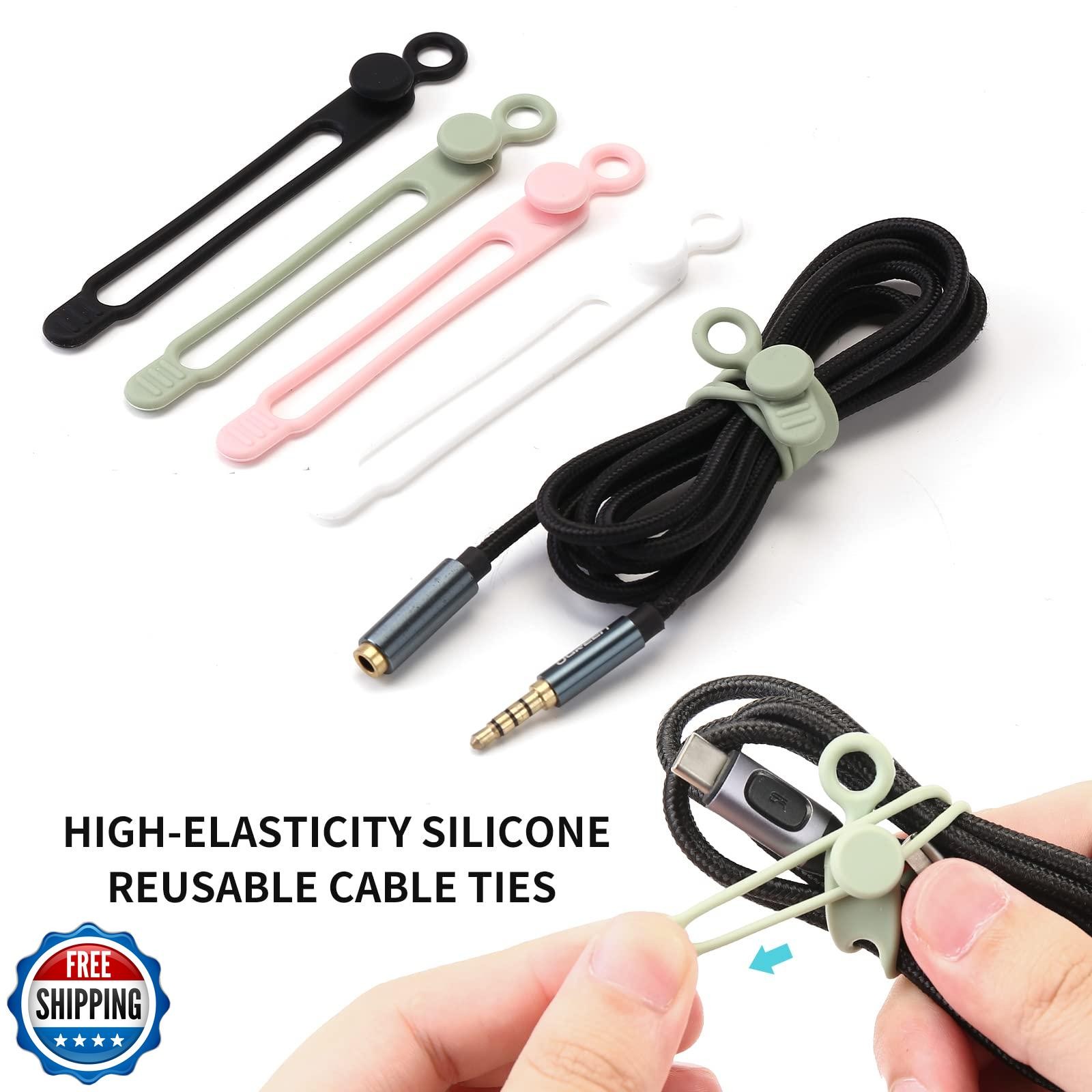 [20Park]UMUST Silicone Cable Ties,Reusable Cable Management Organizer, Multip