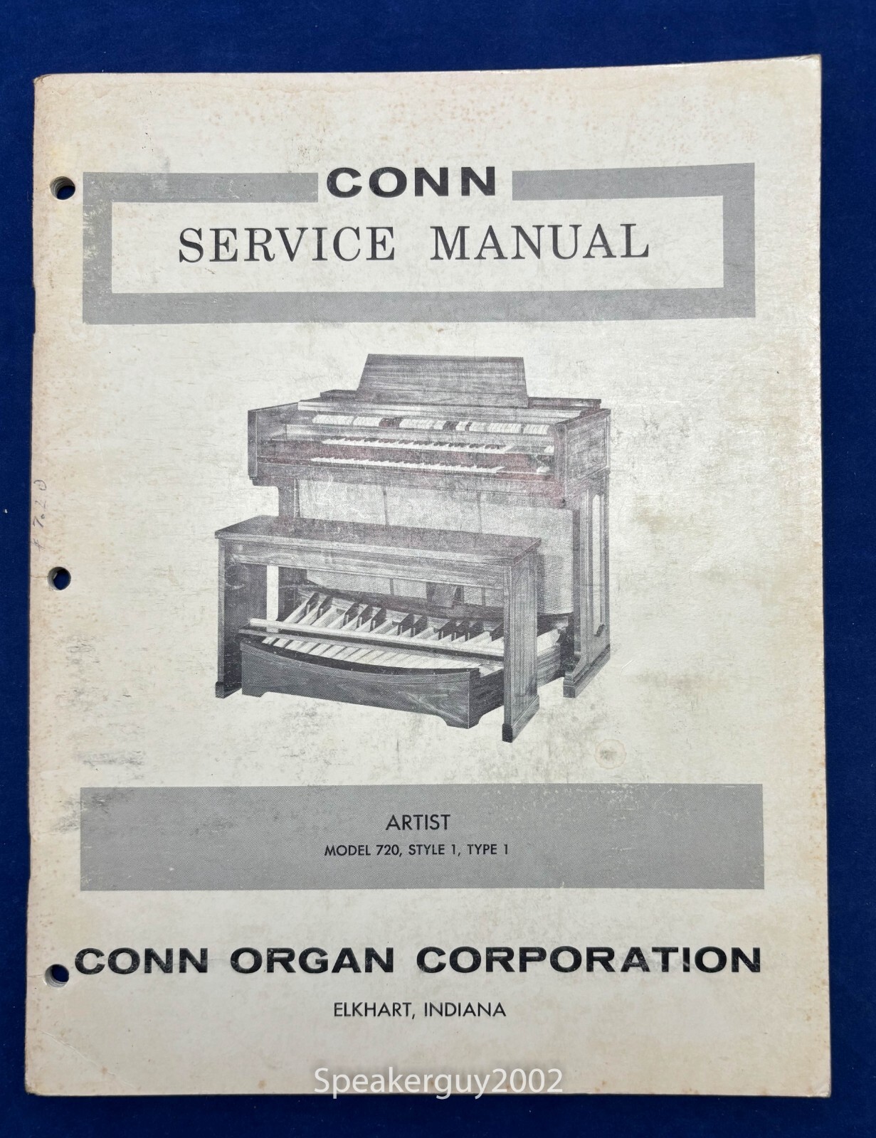 Original Conn Organ Service Manual / Artist 721 Type 1 & 2 -- CS1