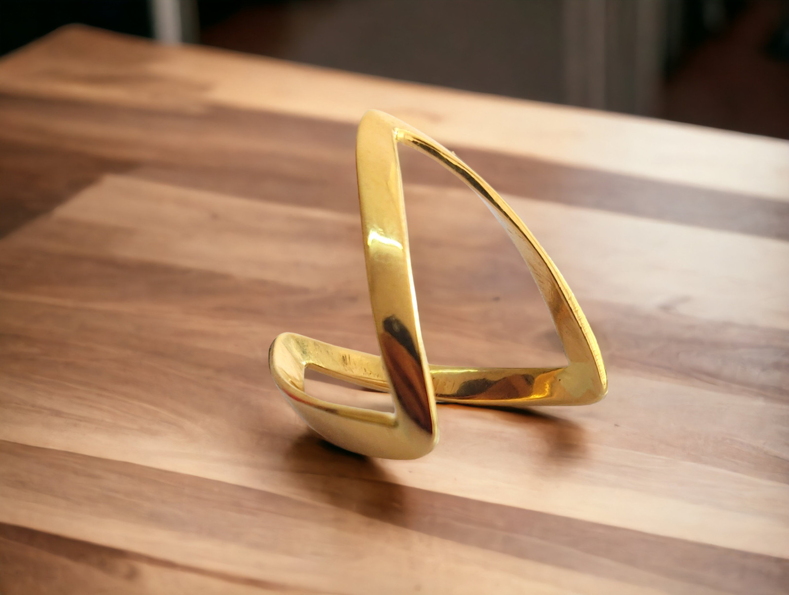 14k Solid Gold Chevron Ring - V Shaped Ring - Yellow Gold Chevron Ring
