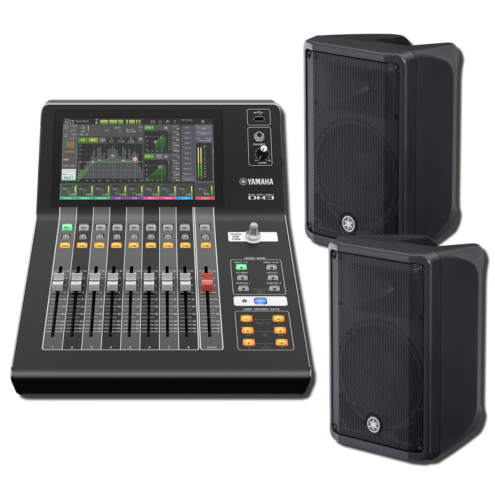 Yamaha DM3S 22-Ch Digital Mixer w/ 2x DBR10 700W Powered Speakers Bundle