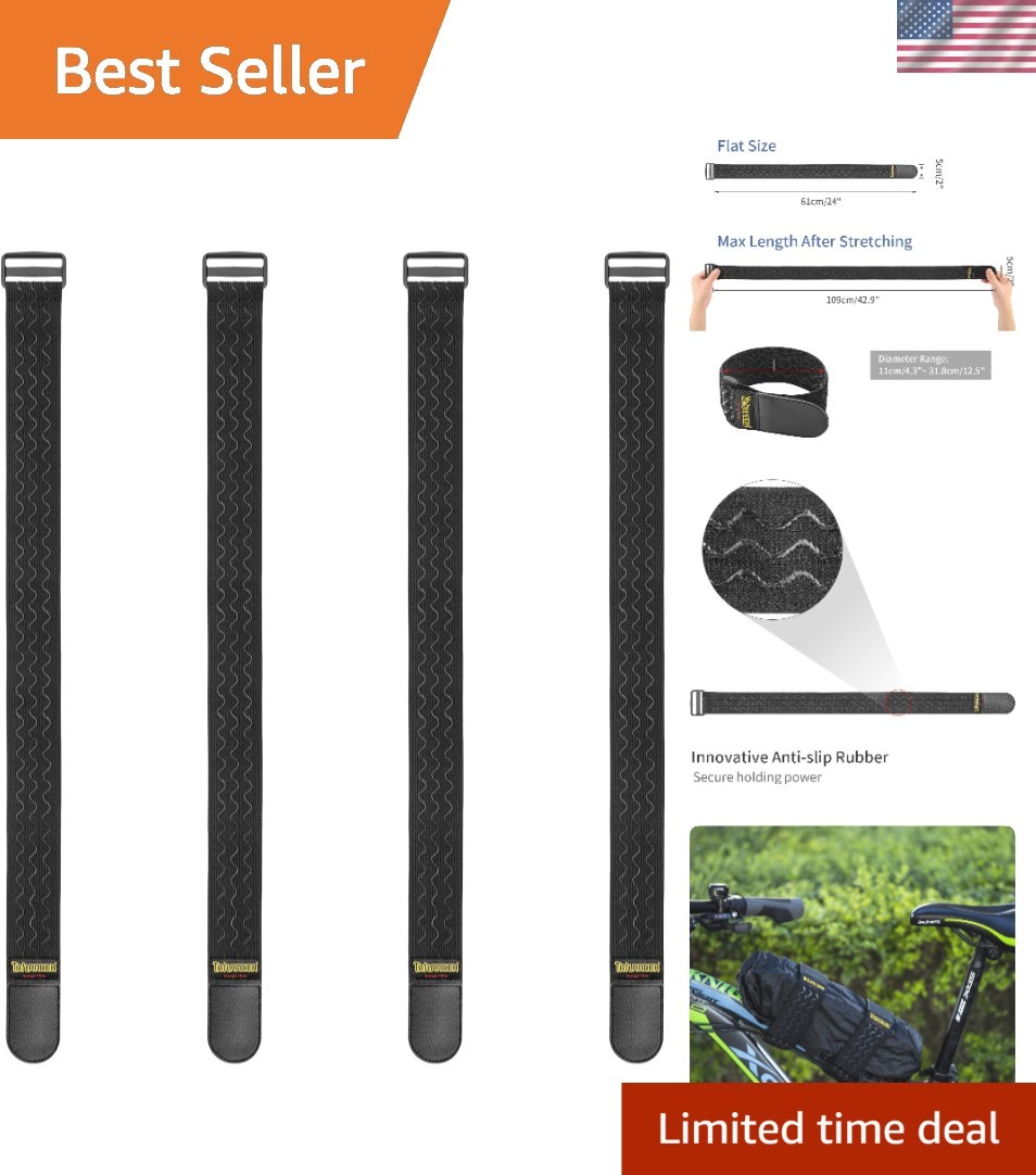 Versatile 24" Elastic Cinch Straps - Anti-Slip Bundling for All Your Needs