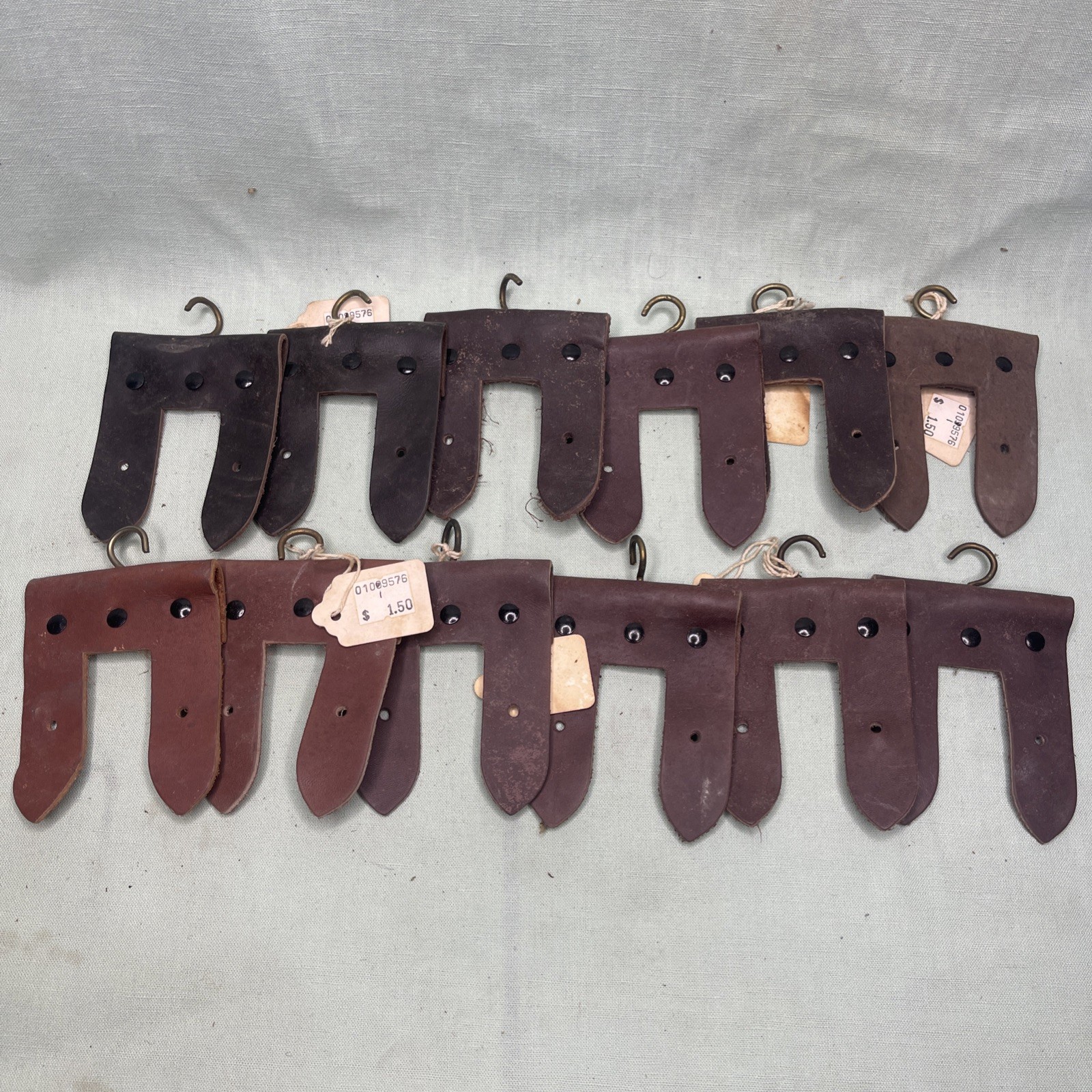 Vintage Leather Horse Tack Hangers Latigo Strap Holders Barn Hooks Lot 12 NOS
