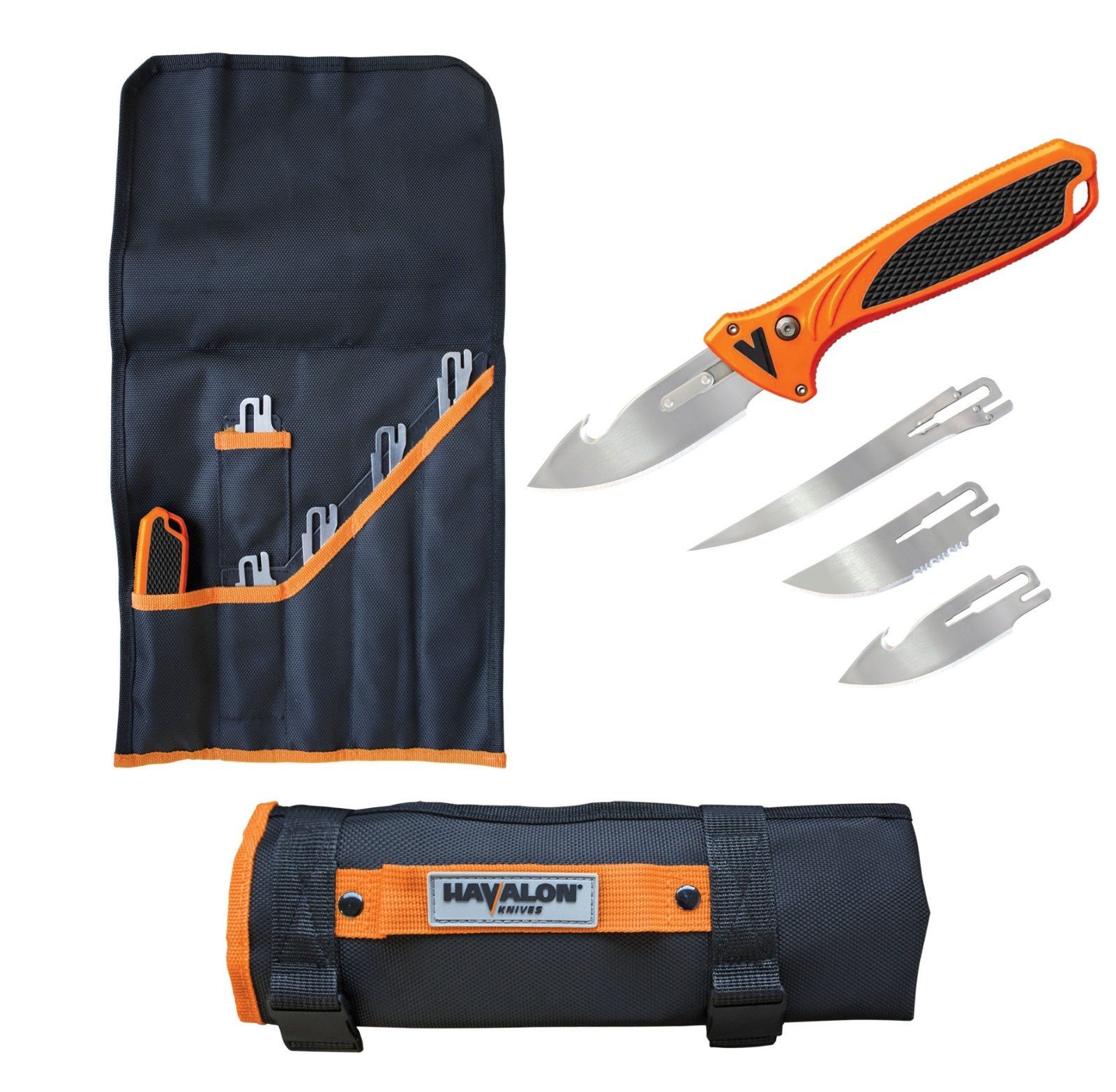 NEW Havalon Talon Hunt Orange Replaceable Blade Knife Roll Pack & 3 blades
