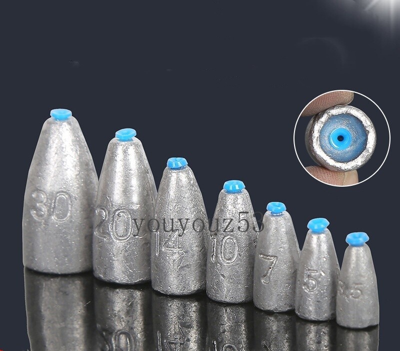 20pcs Fishing Bullet Weights Sinkers 1/14oz-3/4oz Worm Weight Texas Rig Bass